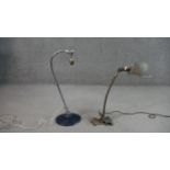 Two vintage lights. A Bestlight desk lamp with adjustable chrome arm set on a heavy round base. (