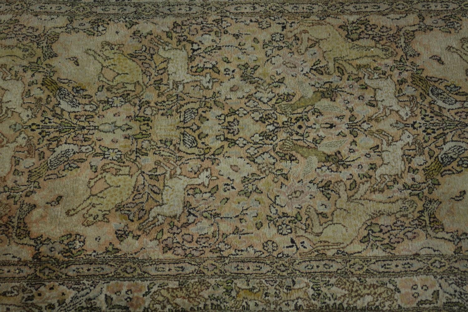 A hand made beige ground silk Kashmir Persian rug. L.160 W.95cm. - Image 3 of 5
