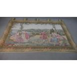 A 20th century French or Belgian machine woven tapestry, depicting 18th century nobles at leisure.