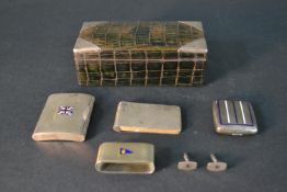 A collection of early 20th century silver, including a silver napkin ring with enamelled Royal Clyde