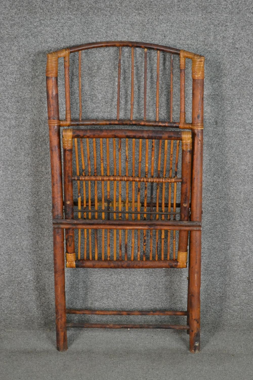 A folding bamboo chair, with a slatted back and seat. - Image 7 of 7