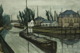 After Bernard Buffet (1928-1999) Canal De Saint-Quentin 1967, colour print, bearing label verso. H.