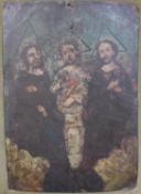 A framed and glazed 19th century oil on copper showing the Transfiguration - Jesus with Moses and