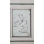 A framed and glazed 19th century watercolour study of a classical figure. Unsigned. H.34 W.29cm