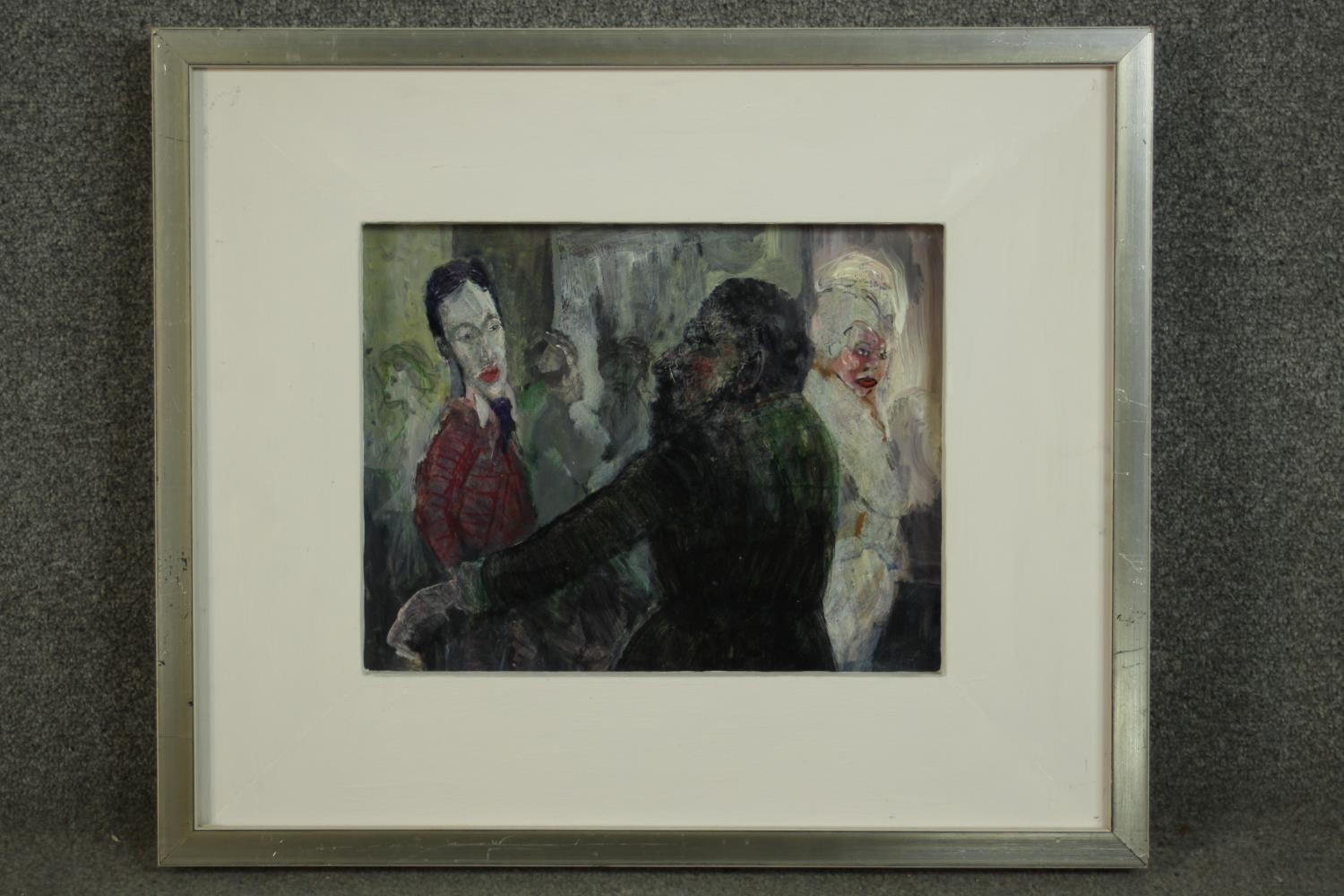 A framed oil on board, expressionist style figure study, unsigned. H.54 W.64cm. - Image 2 of 5