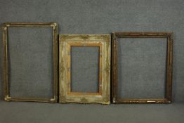 A group of three rectangular picture frames, gilded, 19th and 20th century. H.117 W.81cm. (largest)