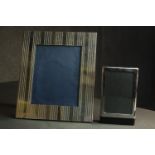 A silver plated Ralph Lauren velvet backed easel photo frame along with a box design George Jensen