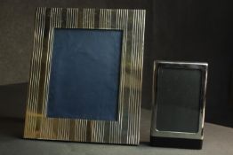 A silver plated Ralph Lauren velvet backed easel photo frame along with a box design George Jensen