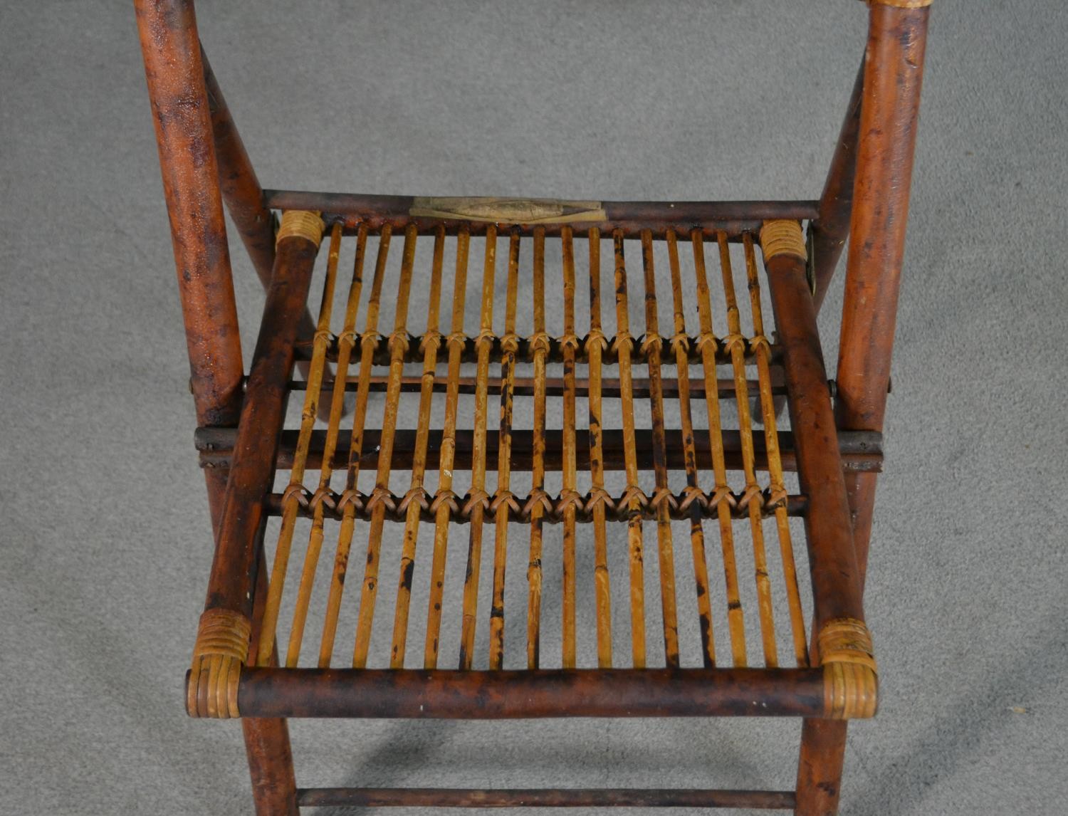 A folding bamboo chair, with a slatted back and seat. - Image 3 of 7