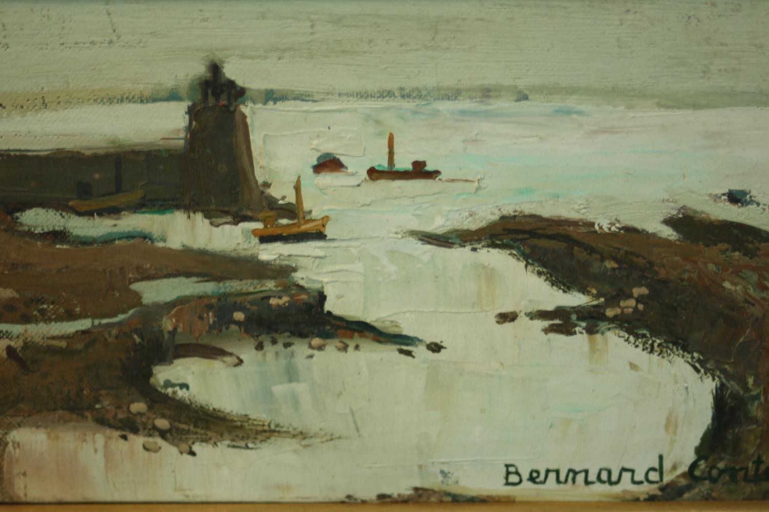 Bernard Conte (1931-1995), Coastal Scene, oil on canvas, signed lower right, label and inscription