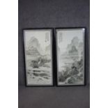 Two framed and glazed early 20th century Chinese watercolours on paper of misty mountainous