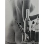 Attributed to Sam Haskins (1926 - 2009), black and white photographic print of a naked female from