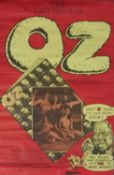 An unframed vintage advertising poster - The last issue of Oz - featuring bold lettering that