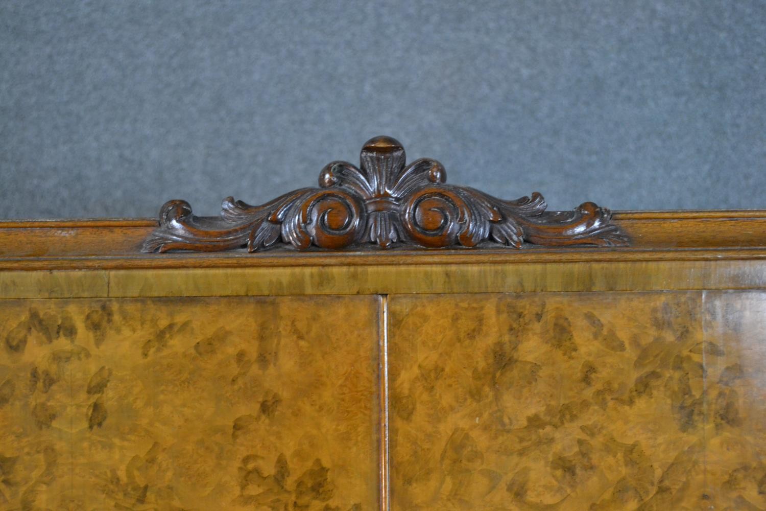 An Epstein style 1930s burr walnut drinks cabinet, the two cupboard doors with ornate brass - Image 10 of 13