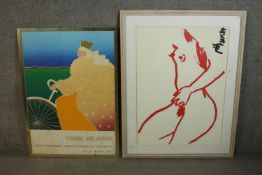 Two framed and glazed prints. A vintage exhibition poster for Thom de Jong along with print of a