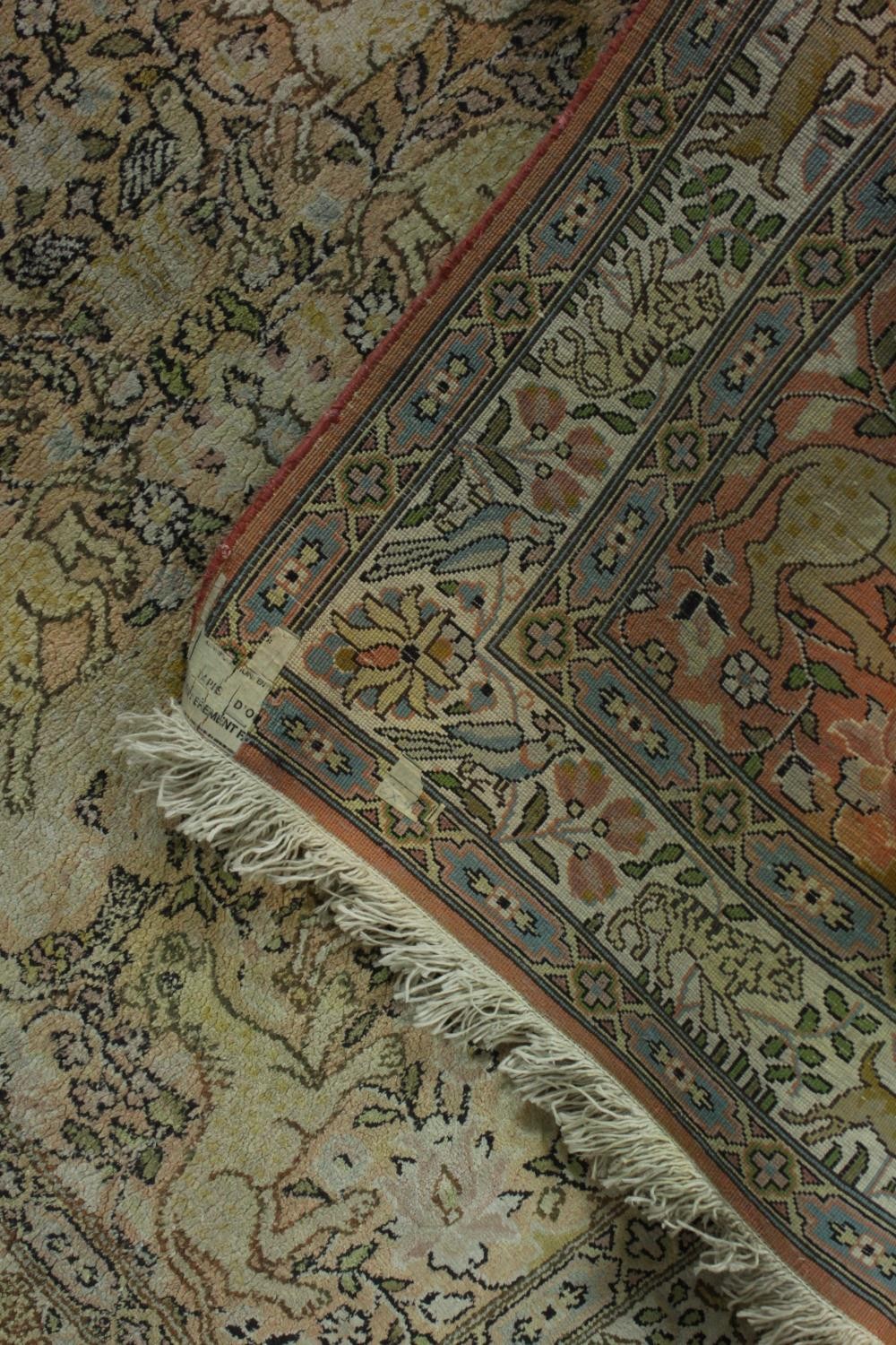 A hand made beige ground silk Kashmir Persian rug. L.160 W.95cm. - Image 5 of 5