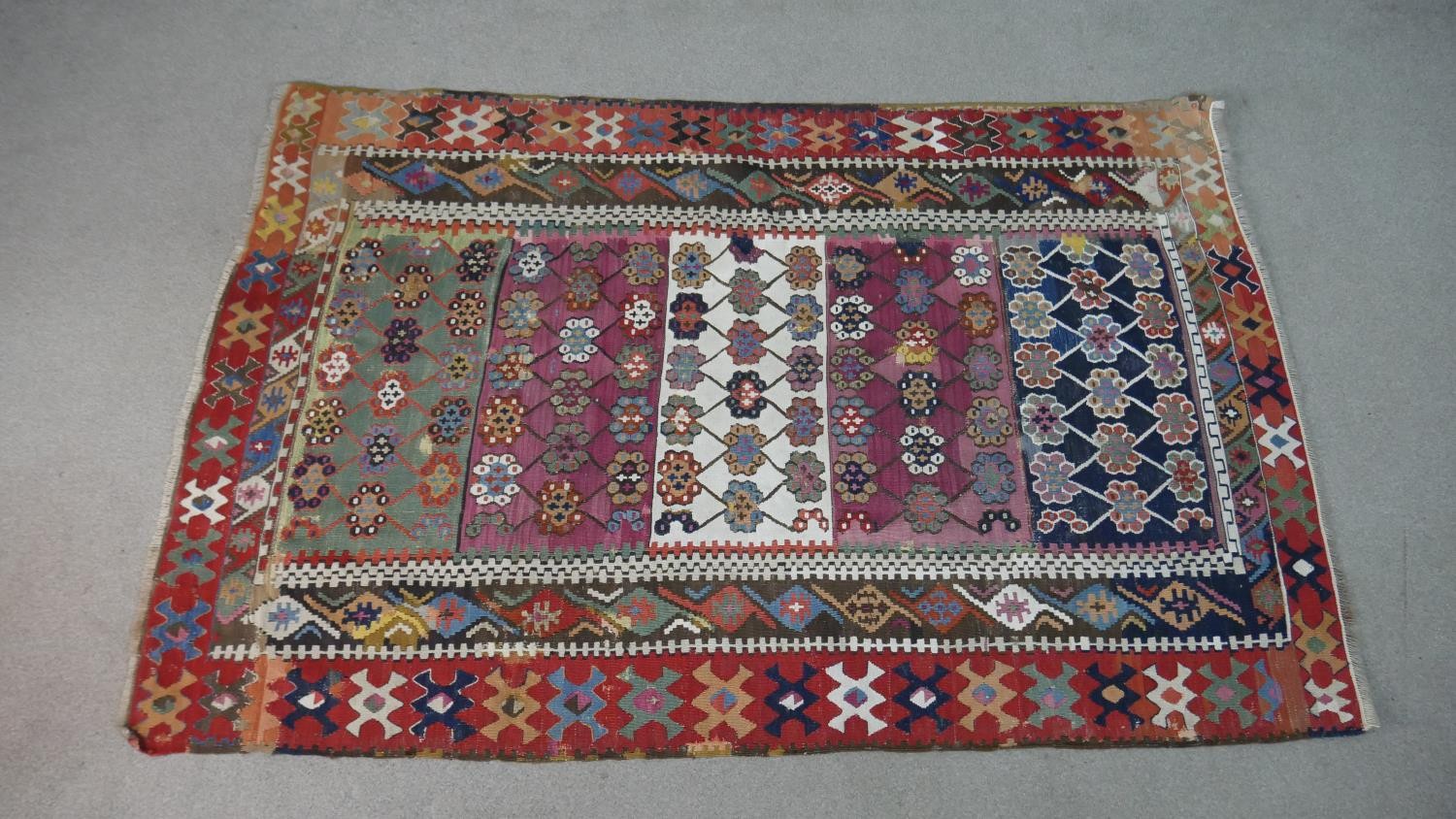 A flatweave Kelim rug with all over polychrome stylised design. L.180 W.120cm - Image 2 of 9
