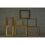 A collection of six picture frames, including six carved giltwood and gesso frames with various