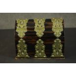 A Victorian Gothic revival lockable coromandel stationery box with engraved and pierced brass