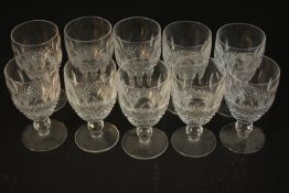 A set of Waterford Colleen hand cut crystal cordial glasses. Stamped to the base. H.12 Dia.6.5cm.