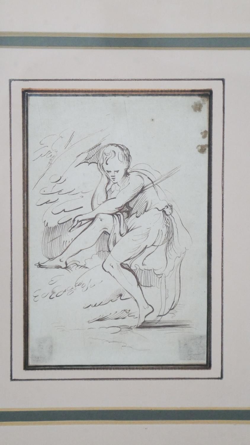 A framed and glazed 19th century watercolour study of a classical figure. Unsigned. H.34 W.29cm