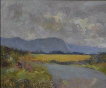Mid 20th century school, Landscape, oil on board. H.41 W.48cm