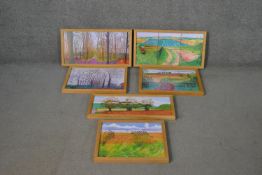 Six framed and glazed limited edition 20th century David Hockney prints of various paintings,