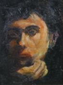 A gilt gesso framed oil on board portrait of a young male. H.40 W.34cm.