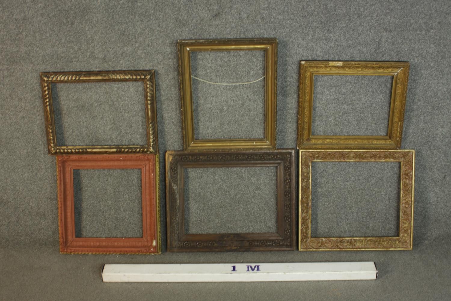 A collection of six picture frames, including four giltwood and gesso frames, with various - Image 2 of 9