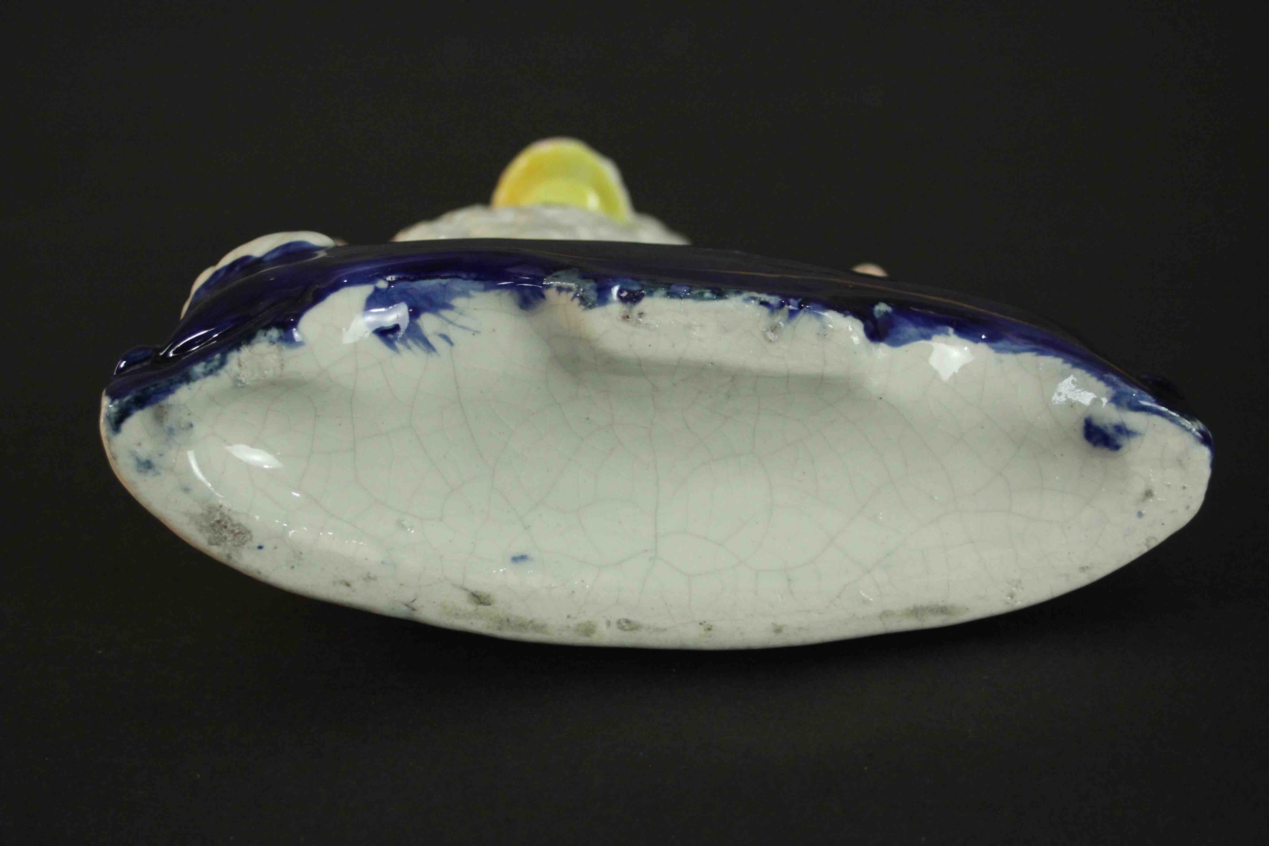 A Staffordshire flatback pottery pen or quill holder, in the form of three spaniels, on an oval - Image 5 of 6