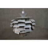 A mid-century artichoke design metal ceiling light. H.55 W.68cm