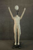 An Alvaform Soft Series mannequin on stand, made for C&A, girl 140cm 2014, and 9-10 years. H.140cm.