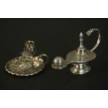 A Van Buren sterling silver table lighter in the form of an Aladdin's lamp with animal head finial