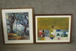 Two framed and glazed prints. Victor Pasmore, Square Motif, blue and gold the eclipse and The Big