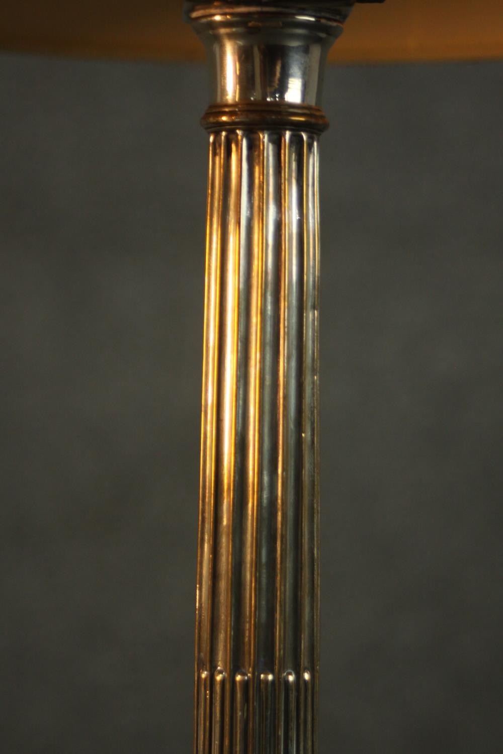 A silver plated Classical column candlestick, converted to a table lamp, with a square step-down - Image 4 of 4