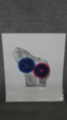 Chris Francis (Contemporary British), Vibrant Rings, relief print from found objects, with drypoint,