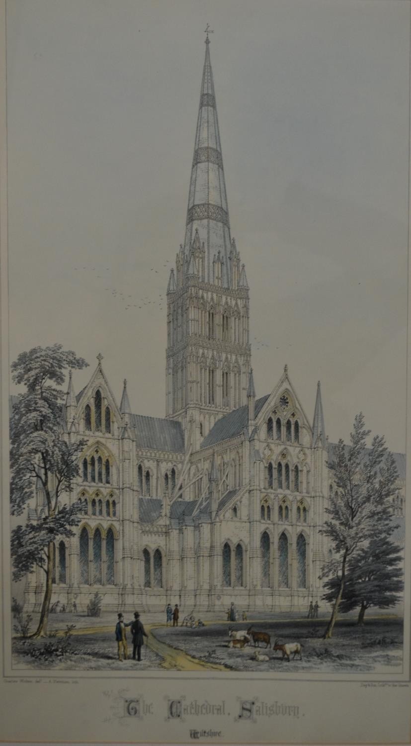A set of four framed and glazed hand coloured engravings of various Cathedrals. H.67 W.45cm ( - Image 10 of 12