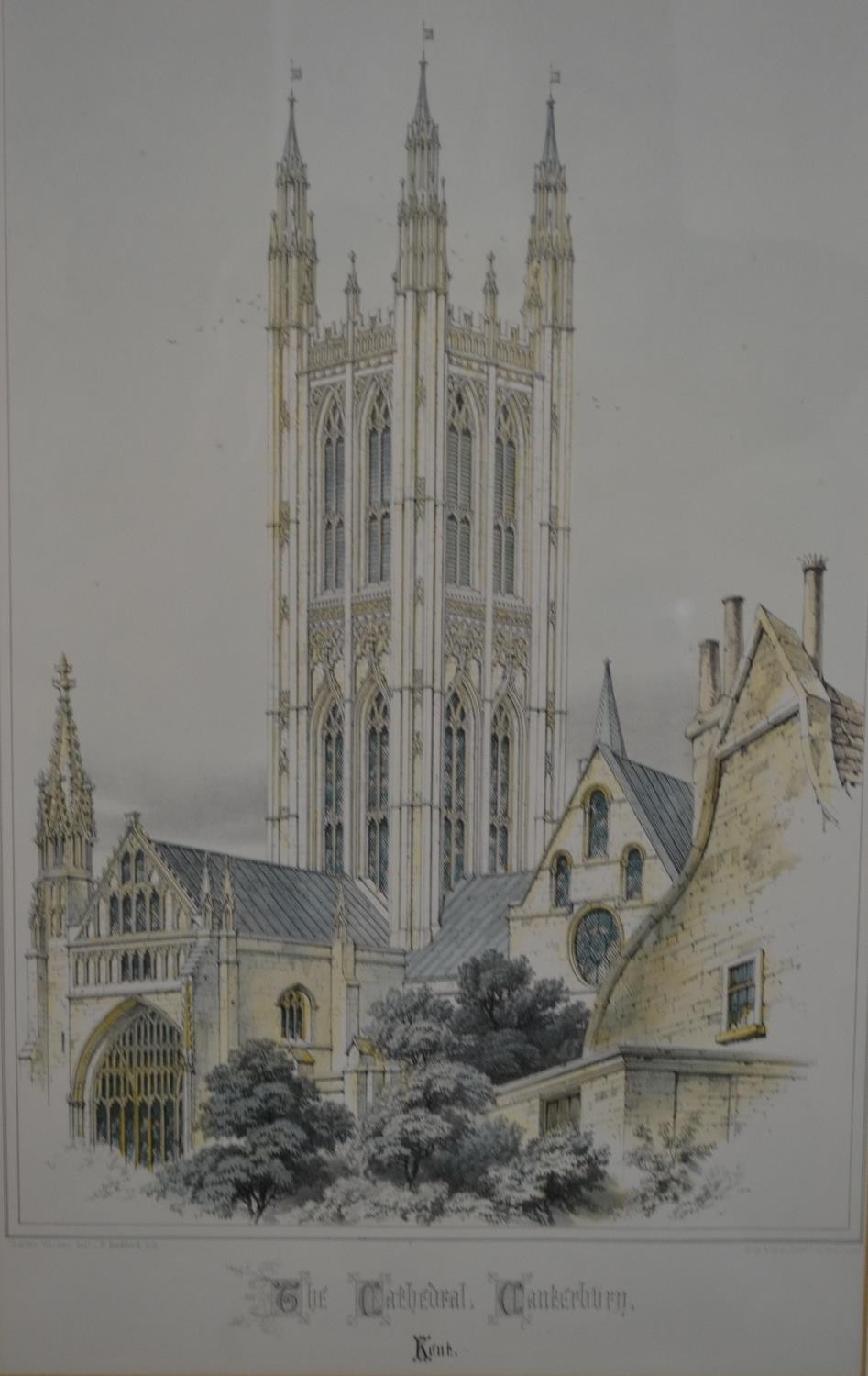 A set of four framed and glazed hand coloured engravings of various Cathedrals. H.67 W.45cm ( - Image 3 of 12