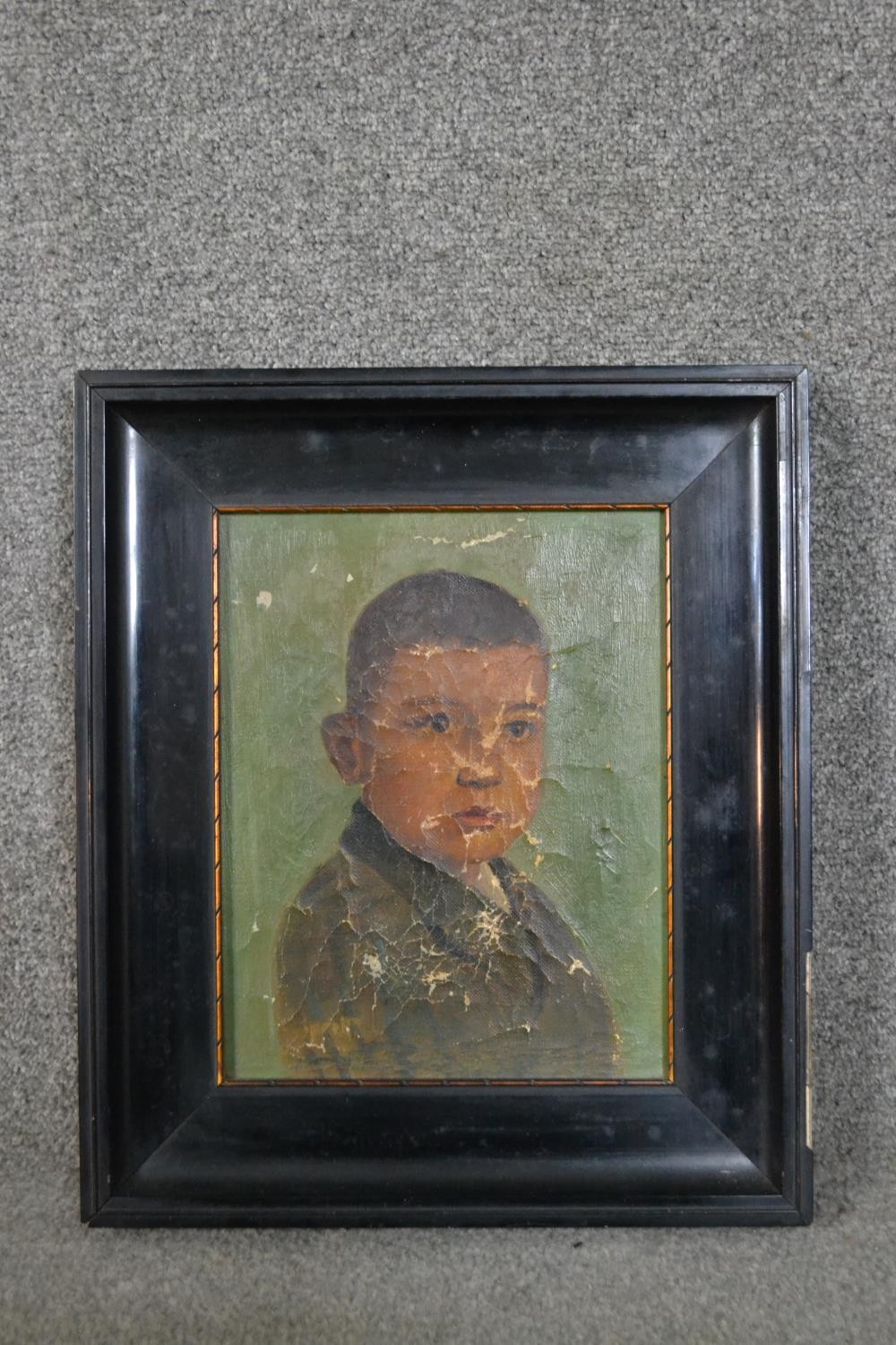 A framed early 20th century oil on canvas of a young boy, indistinctly signed and dated 1924 - Image 2 of 6