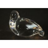 A Val St Lambert crystal dove, signed to base. H.10 W.13 D.7cm.