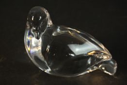 A Val St Lambert crystal dove, signed to base. H.10 W.13 D.7cm.