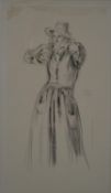 Augustus Edwin John (1878 - 1961), lithograph, 'Dorelia', standing hands to mouth, signed in