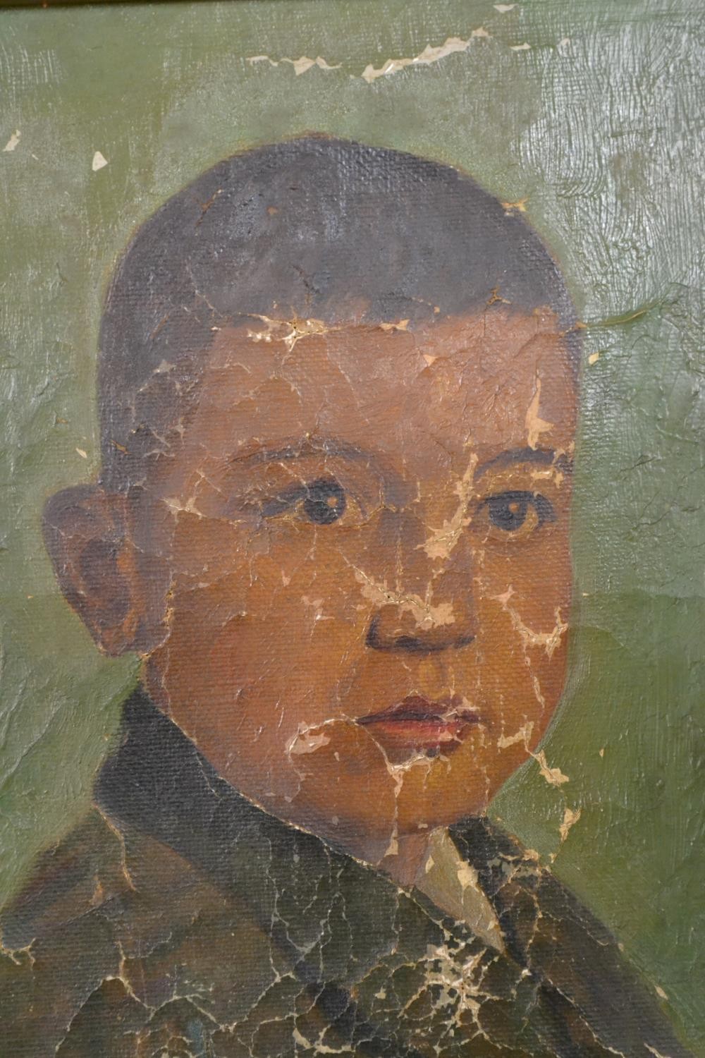 A framed early 20th century oil on canvas of a young boy, indistinctly signed and dated 1924 - Image 4 of 6