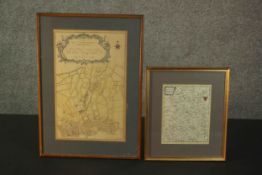 Two framed and glazed 19th century hand coloured maps. One of Islington and its Parishes, sculp B.