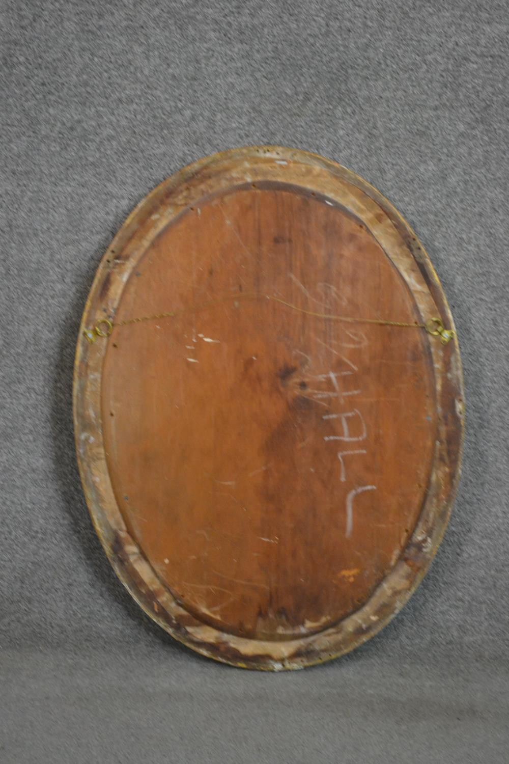 A 19th century Venetian style oval wall mirror with rope design border. H.81 W.60cm - Image 4 of 4