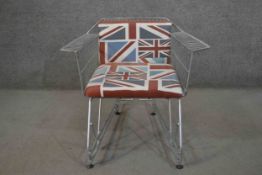 Max McMurdo, an Annie shopping trolley chair, repurposed from an old shopping trolley, with Union