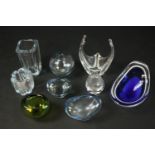 A collection of nine pieces of Scandinavian and Continental art glass, including Orresfors,