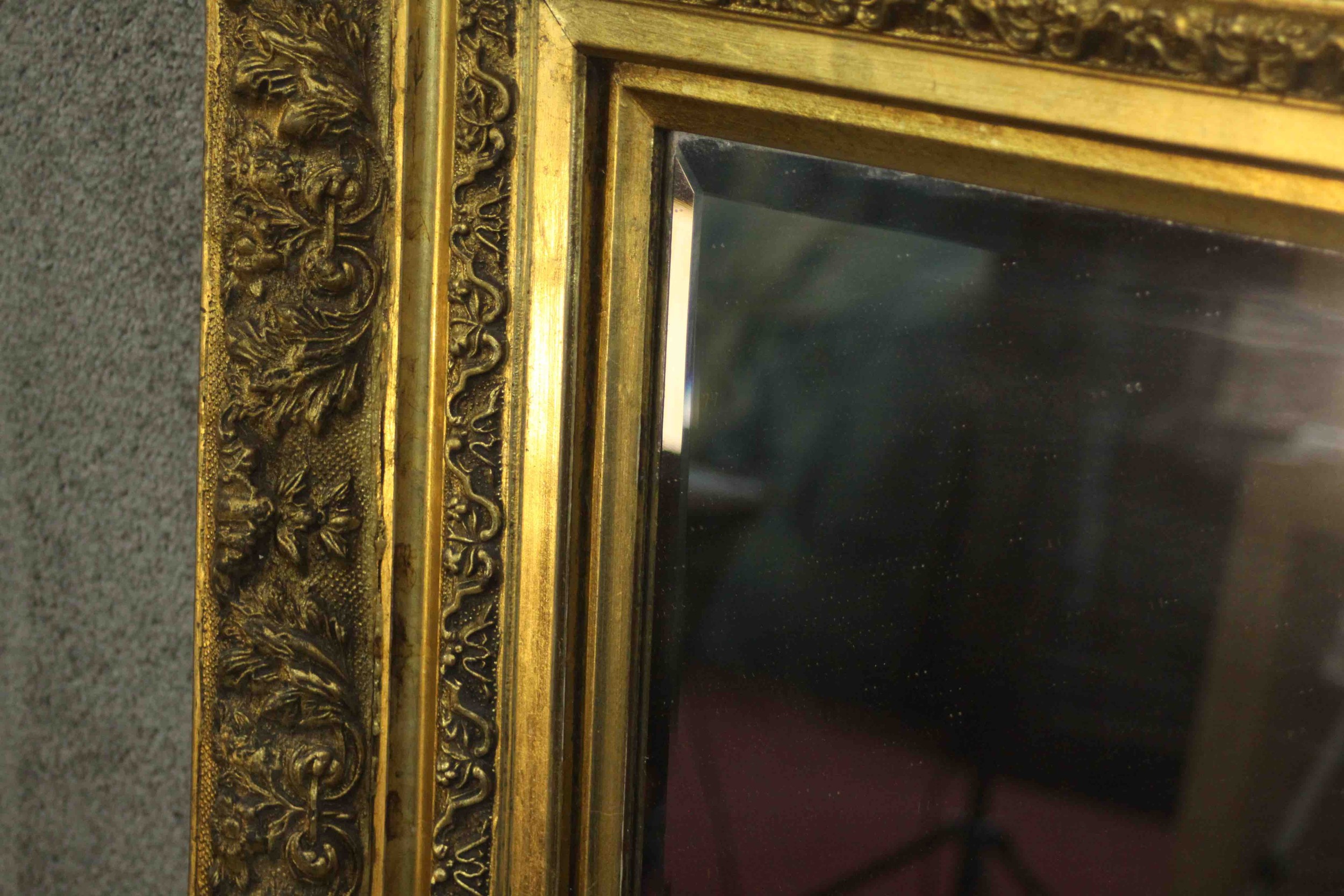 A large ornately decorated wall or pier mirror in rectangular frame with bevelled edge plate. H. - Image 4 of 6