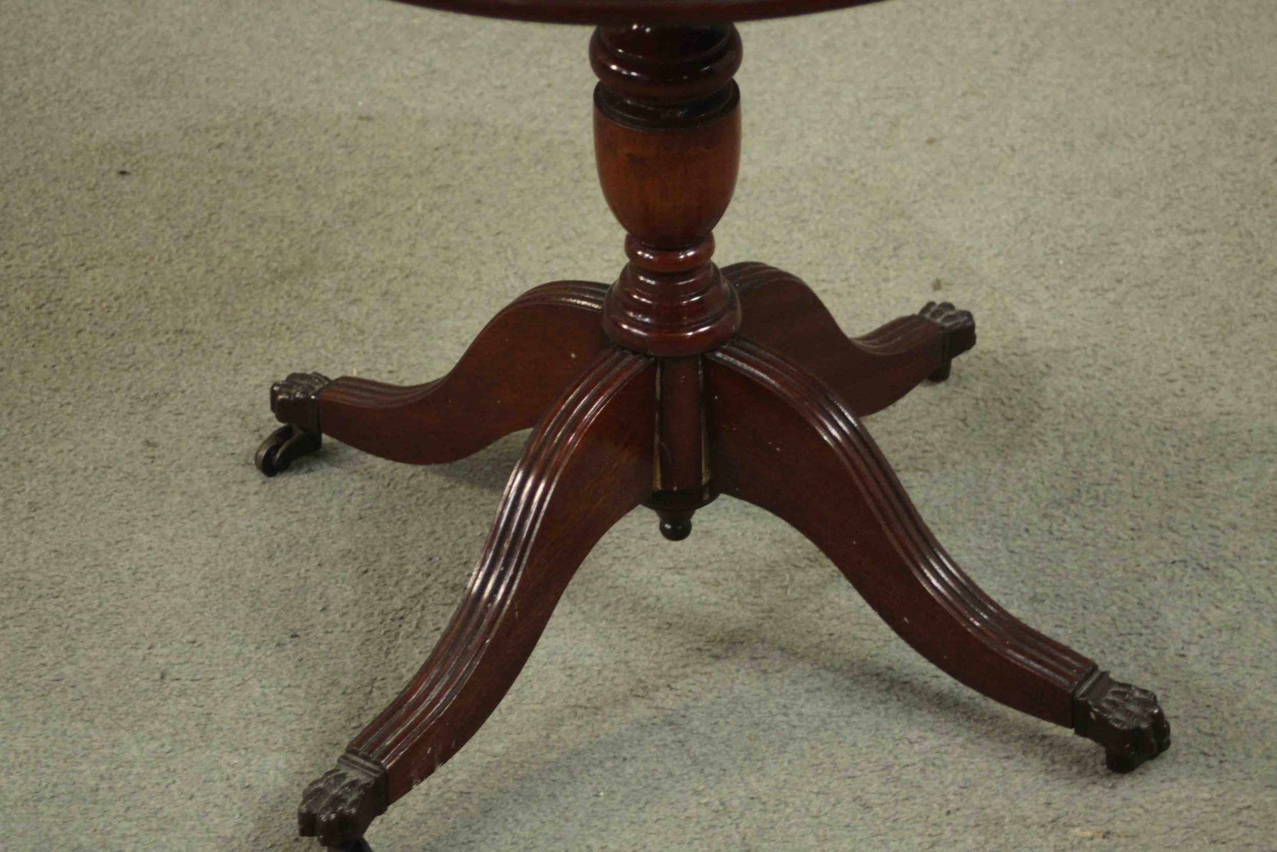 A reproduction mahogany drum occasional table, the circular top with two drawers, on a vase turned - Image 5 of 6