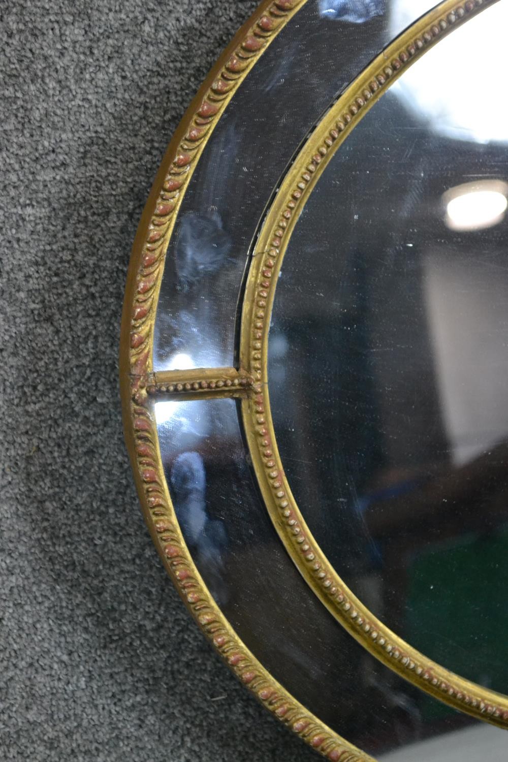 A 19th century Venetian style oval wall mirror with rope design border. H.81 W.60cm - Image 3 of 4